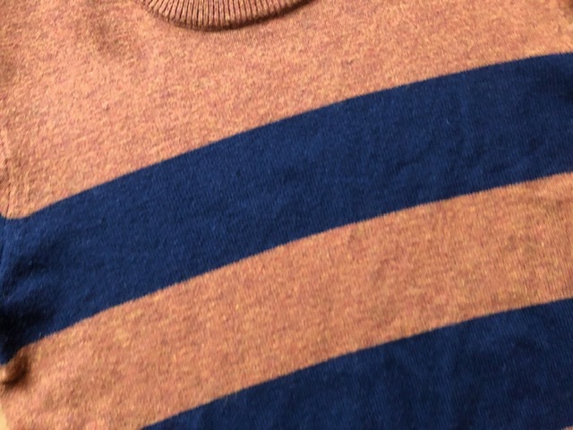 良好 GAP ギャップ ボーダー ニット セーター 長袖 茶×紺 ブラウン オレンジ キャメル系 毛50％ メリノウール MERINO WOOL メンズ サイズM_画像3