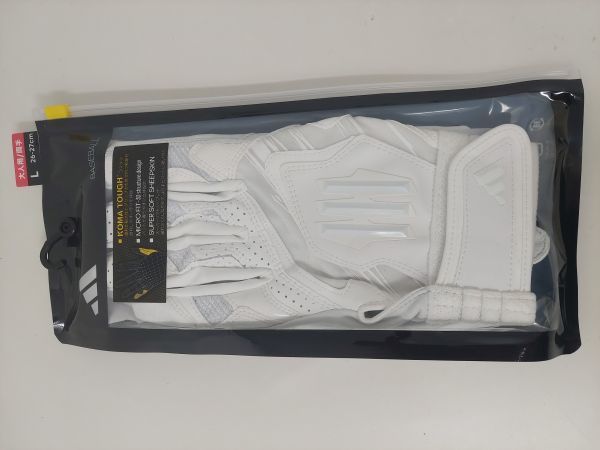 adidas アディダス 野球用 バッティング手袋 TOP1 高校野球対応 ホワイト プロ選手使用モデル バッティンググラブ LBG202 1100 Lサイズ_画像1