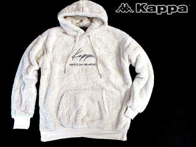 新品▼カッパ　プルオーバーボアパーカー　オフホワイト　モコモコ　ロゴ刺しゅう　袖マーク　(L)Kappa _画像2