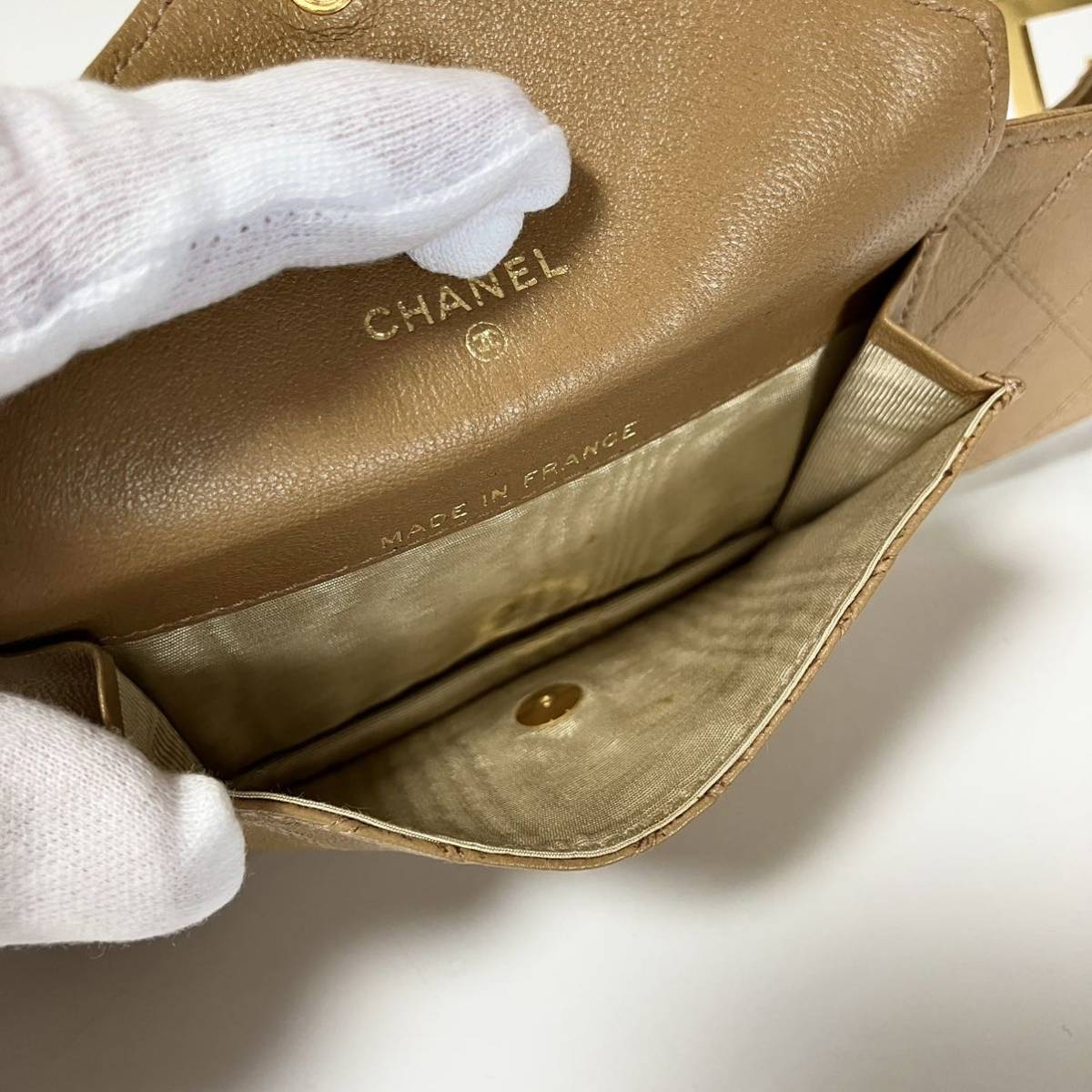  редкость CHANEL Chanel pi colore ремень поясная сумка Brown чай цвет *