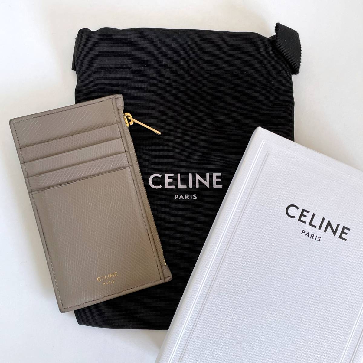 CELINE セリーヌ レザー フラグメントケース コインパース グレージュ