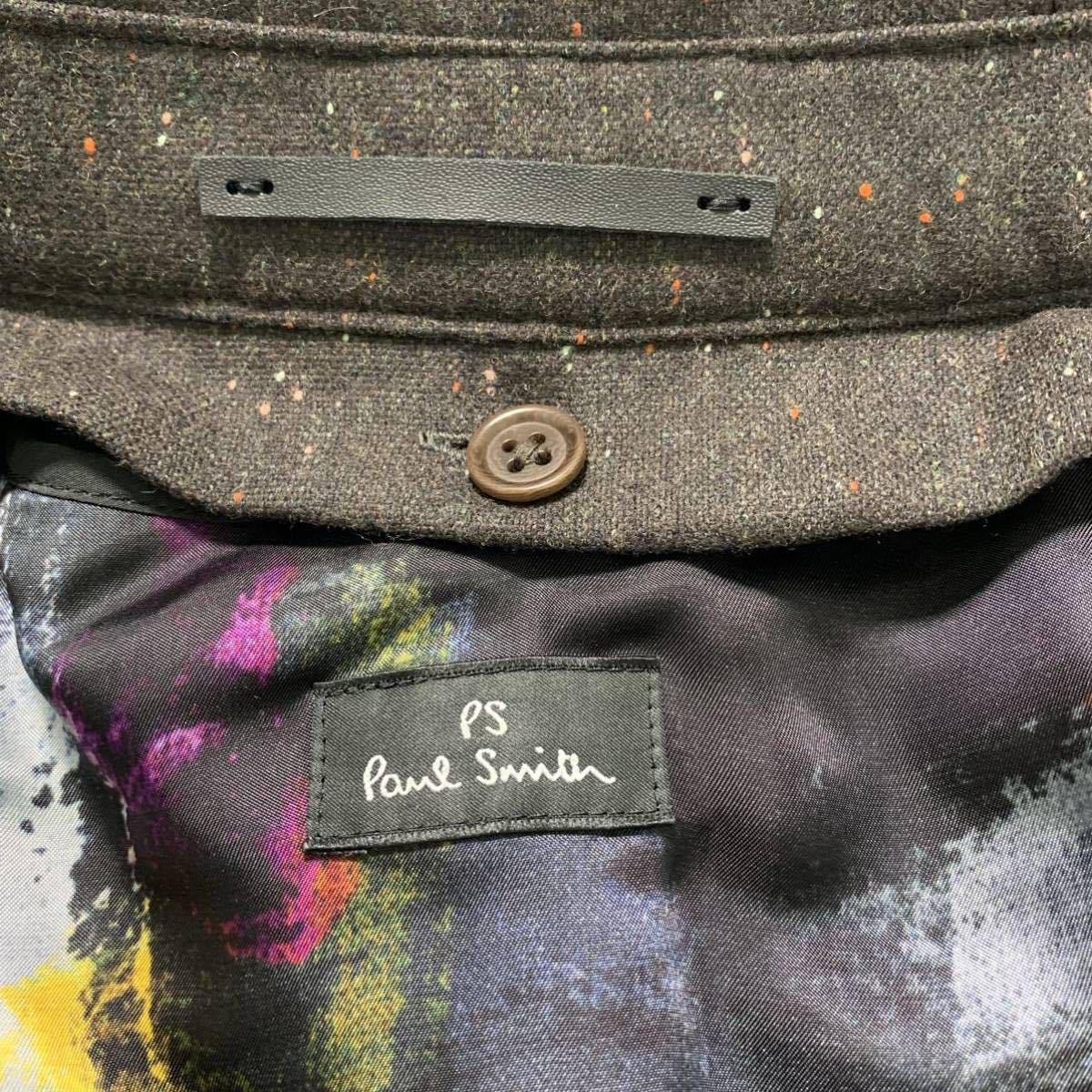 【極美品・L】Paul Smith ポールスミス ウールライナー トレンチコート アウター ジャケット ブルゾン ベルト付　メランジ 裏地 柄_画像7