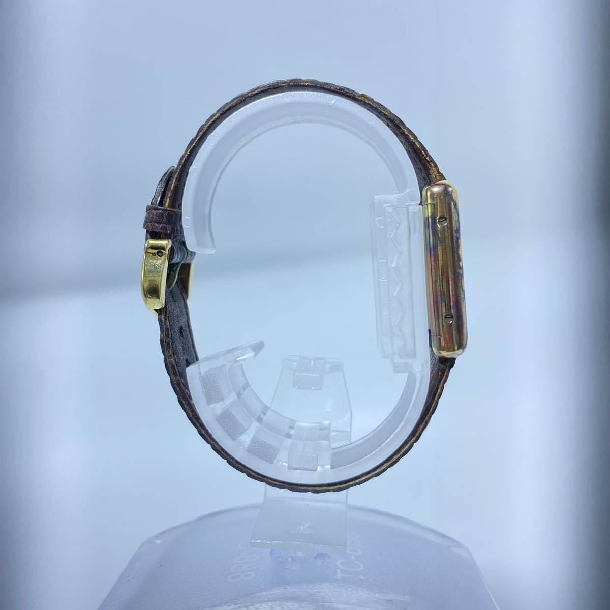 Cartier カルティエ マストタンク ヴェルメイユ 925 レザー ボルドー バーガンディ 手巻式 レディース 腕時計_画像3