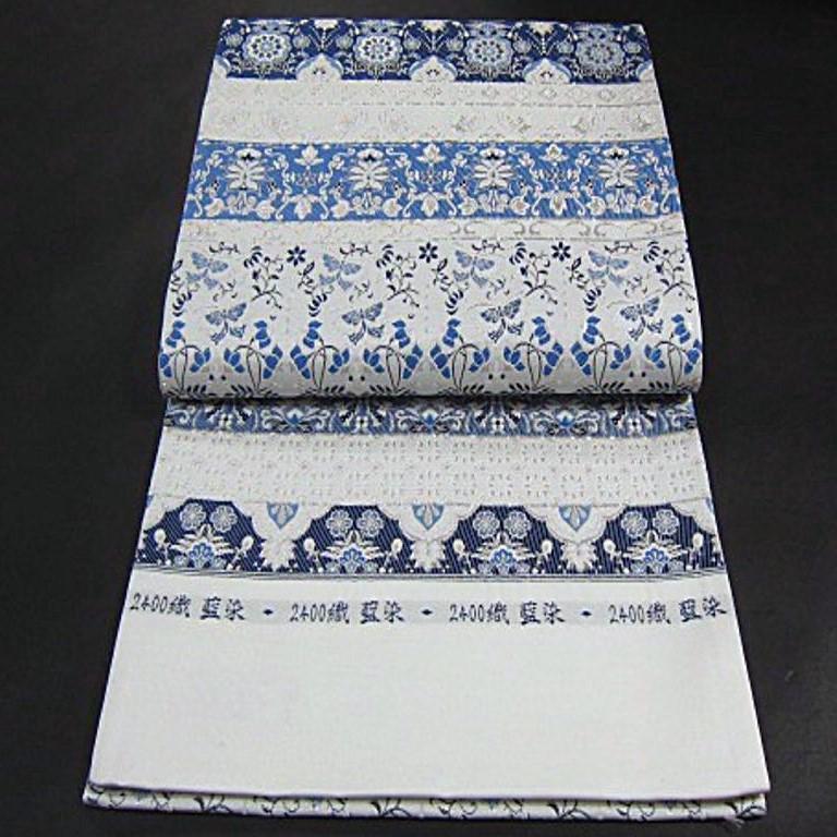 新品未仕立　西陣織高級六通柄袋帯　２４００織　藍染　_画像4