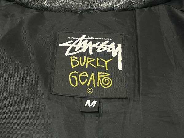 【C037】希少品 ラムレザー ダウンコート OLD STUSSY レザージャケット ダウン ステューシー 革ジャン ブラック サイズM メンズ 中古_画像5