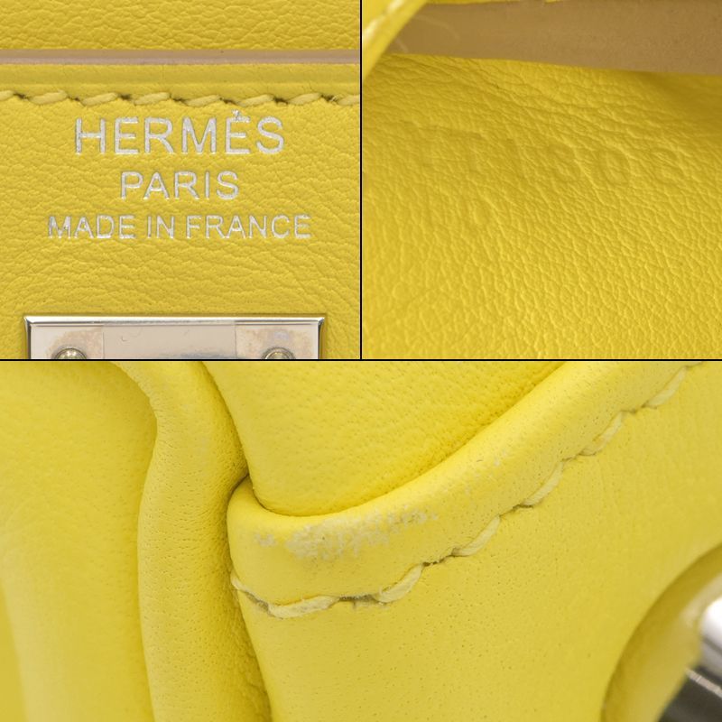  Hermes Kelly 25 Y stamp 2020 year made vo- Swift lime silver metal fittings inside .. handbag shoulder bag yellow used free shipping 