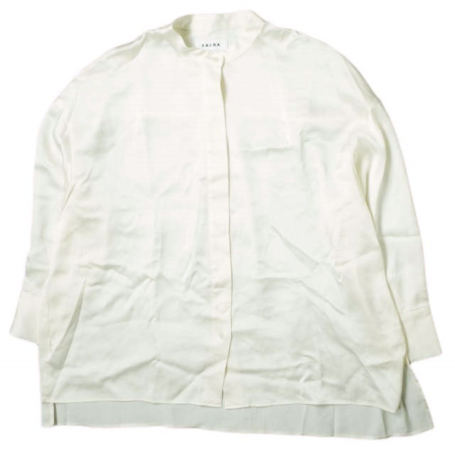 SACRA サクラ 日本製 サテンバンドカラーシャツ 120612031 38 オフホワイト 長袖 トップス g14403