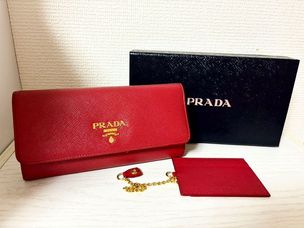 PRADA プラダ 長財布 サフィアーノ 1MH132 QWA 赤 レッド の画像1