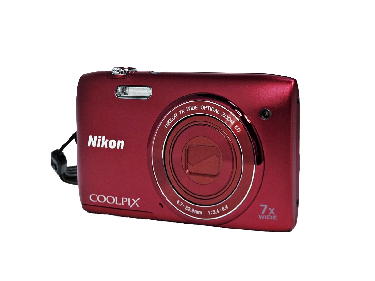 Nikon COOLPIX S3400 ニコン クールピクス コンパクトデジタルカメラ デジカメ レッド バッテリー付き 003FMZI33_画像1
