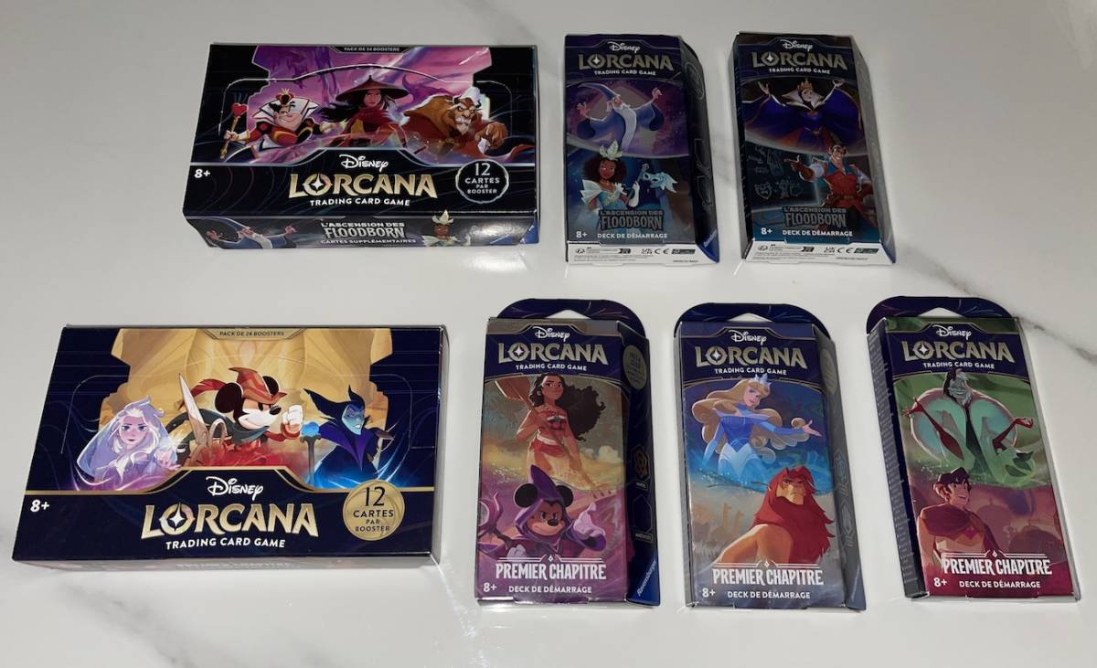 ロルカナ LORCANA ディズニートレカ 海外限定 Disney Chapter 1 + 2 FLOODBORN 2BOX 24パック 新品 + スターターデッキ 5BOX フルコンプ