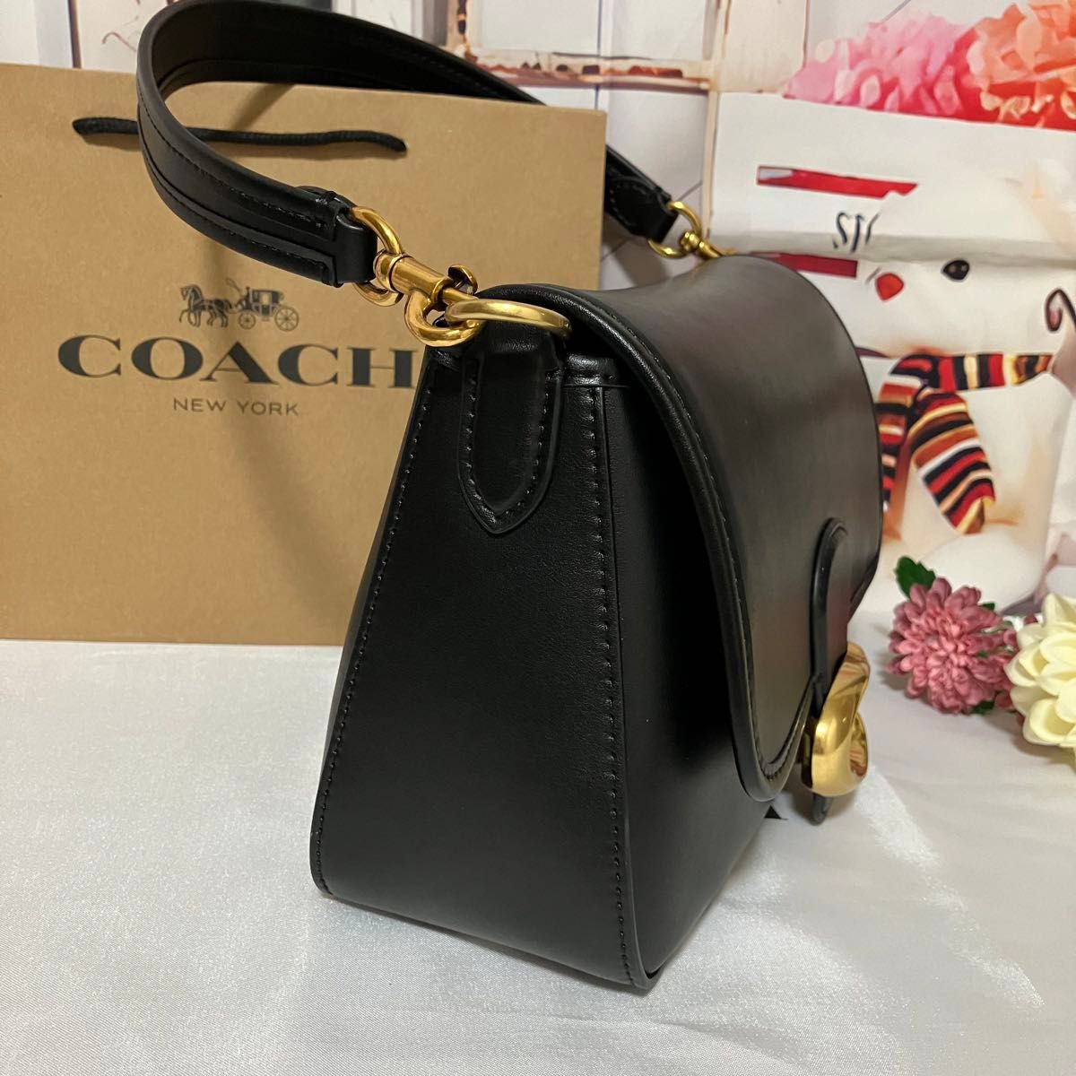 未使用 COACH コーチ 新品ソフト タビーショルダーバッグ 黒