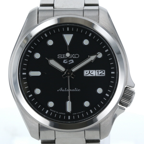 セイコー SEIKO 5スポーツ メカニカル 4R36-08L0 自動巻式 ブラック 文字盤 3針式 メンズ 腕時計【xx】【中古】4000020800900522