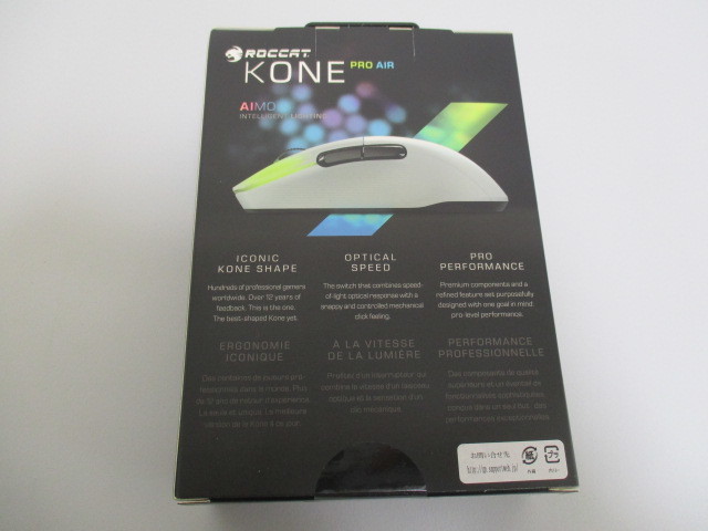 【新品・未開封】ROCCAT ゲーミングマウス Kone Pro Air ワイヤレス 2.4GHz/Bluetooth ホワイト/白 光学式/19K ☆2023H2YO2-MIX10J-1517_画像3