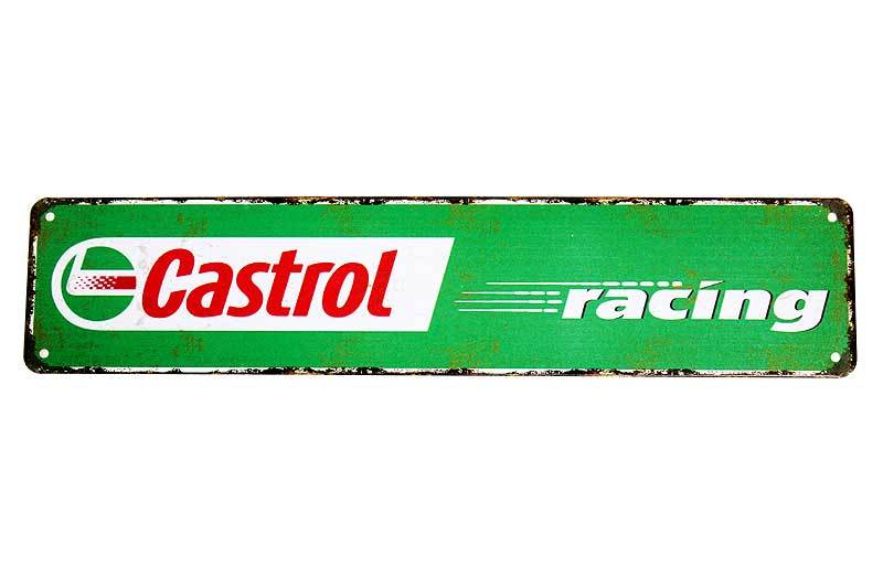 Castrol カストロール 横長型 約４５センチ レトロ調 アメリカンブリキ看板 ストリートサイン_画像1