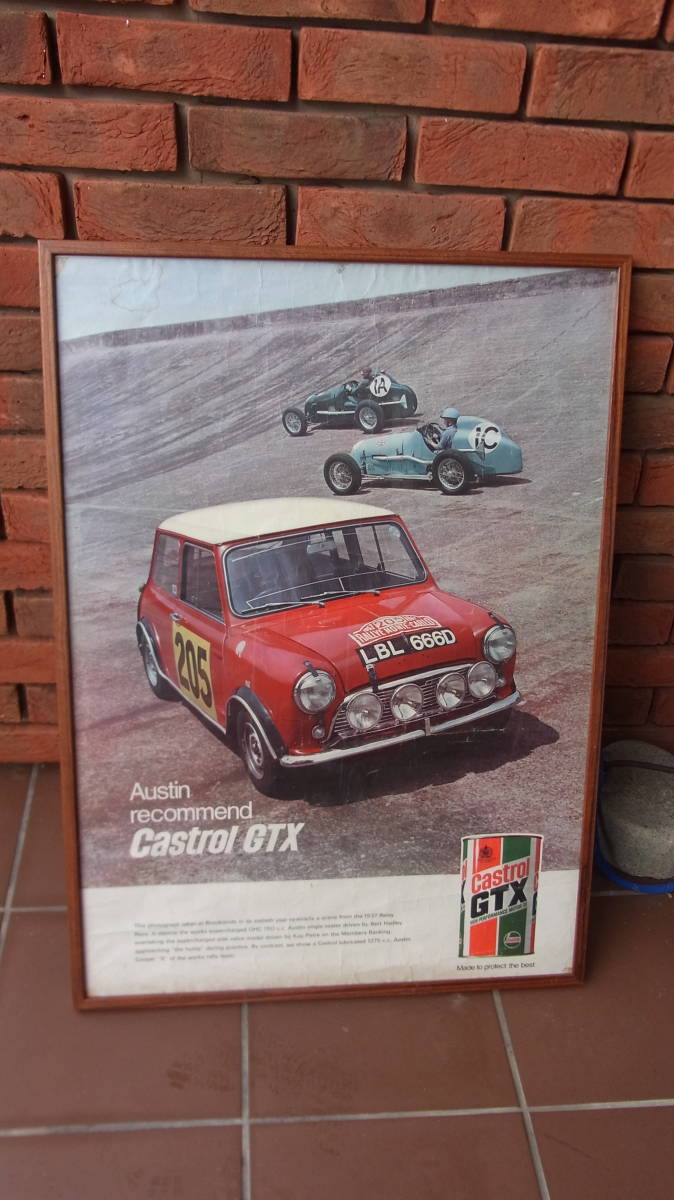 BMCミニRALLY MINI COOPER S　CASTROL POSTER　１９６０年代　オリジナル　カストロールポスター_画像1