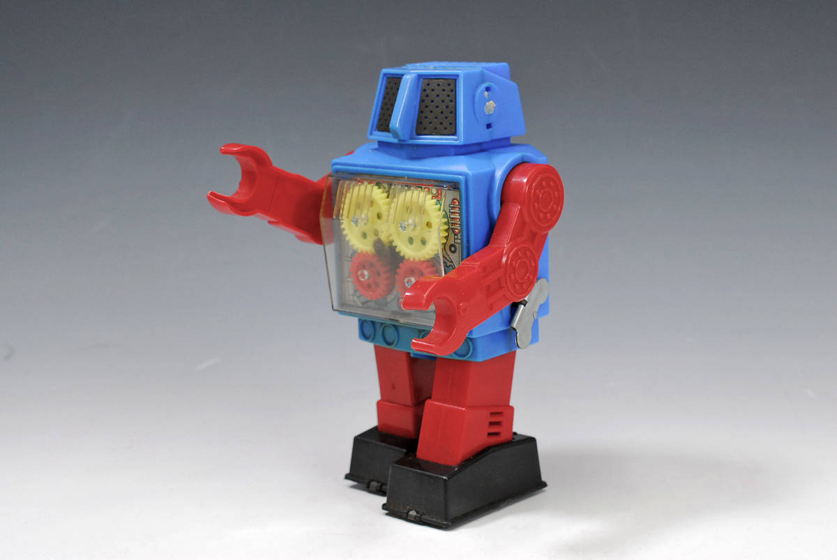  ニューギヤロボット　ゼンマイ式プラスチック人形　紙箱　※作動確認済・腕は動かない　0312031-4_画像3