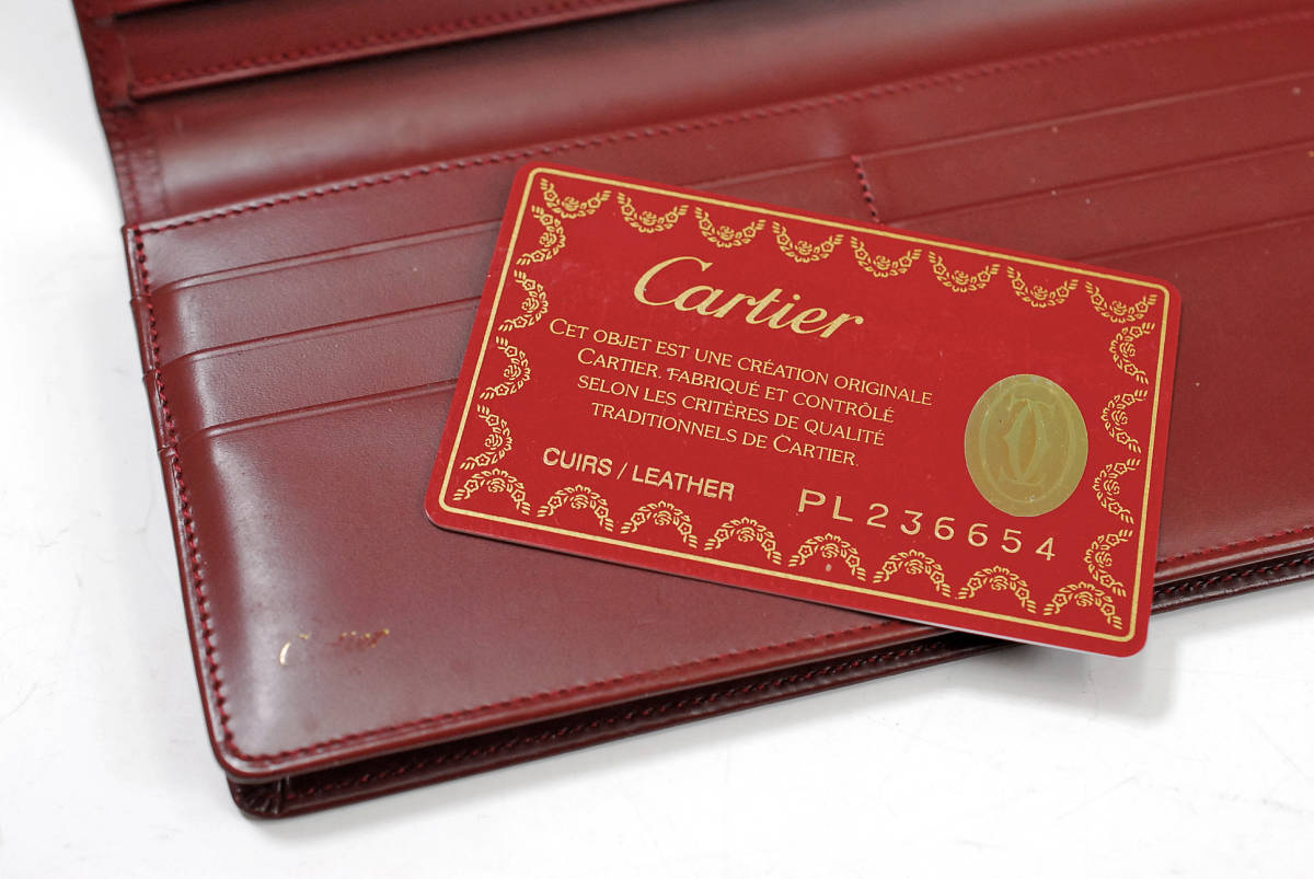 Cartier カルティエ 4点まとめ品 ボルドー 長財布 コインケース ペンンケース マストライン ● レザー 赤 0111006-11_画像4