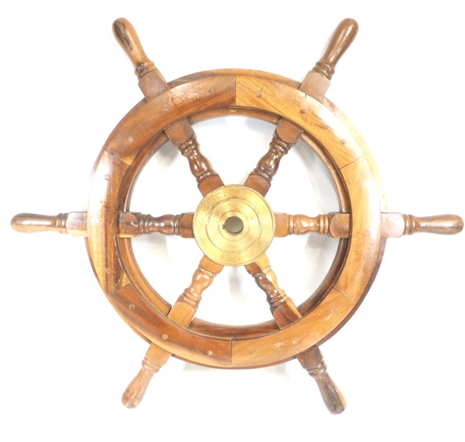注目ブランド ビンテージ CKY512 壁掛け装飾 インテリア マリンディスプレイ 操舵輪 船舵 装飾用木製ラット 真鍮 天然木 その他