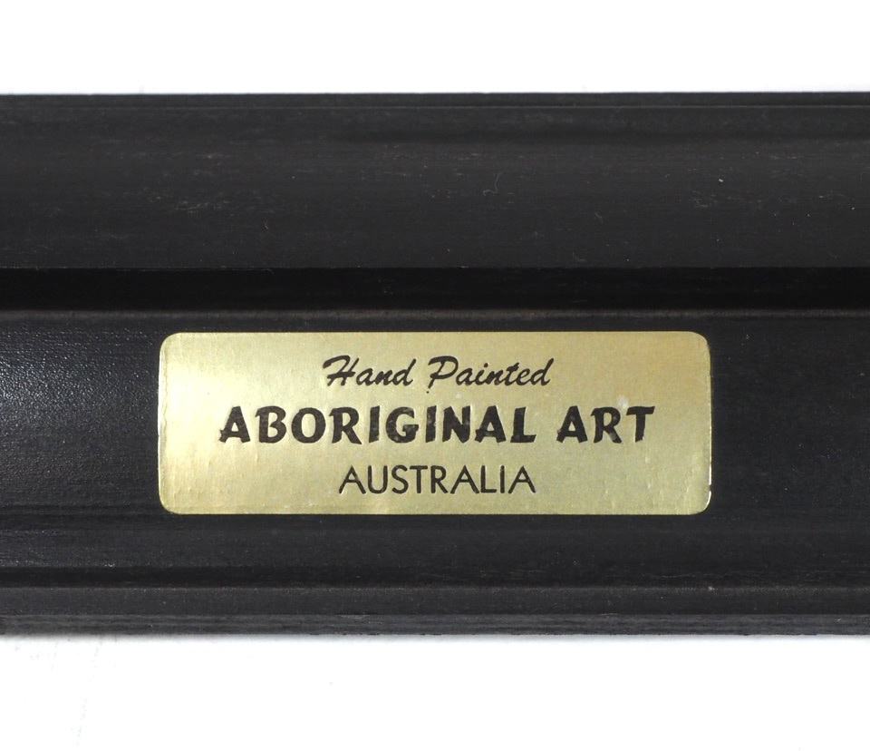 オーストラリアビンテージ ハンドペイント アポリジナルアート 木製ブーメラン 台付き 1980年代 KEK512_画像8