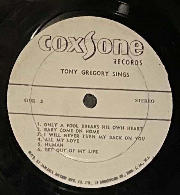 スーパーレア！STUDIO ONE LP / TONY GREGORY / SINGS/ジャマイカオリジナル盤/COXSONE_画像6