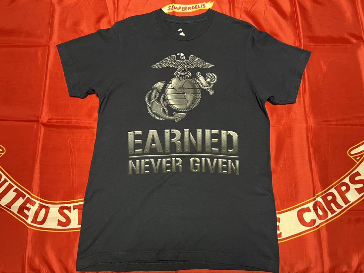  б/у, но в хорошем состоянии 　USMC EARNED NEVER GIVEN  хлопок   футболка 　LEATHERNECK 4 LIFE... пр-во  　MEDIUM  военно-морской флот 