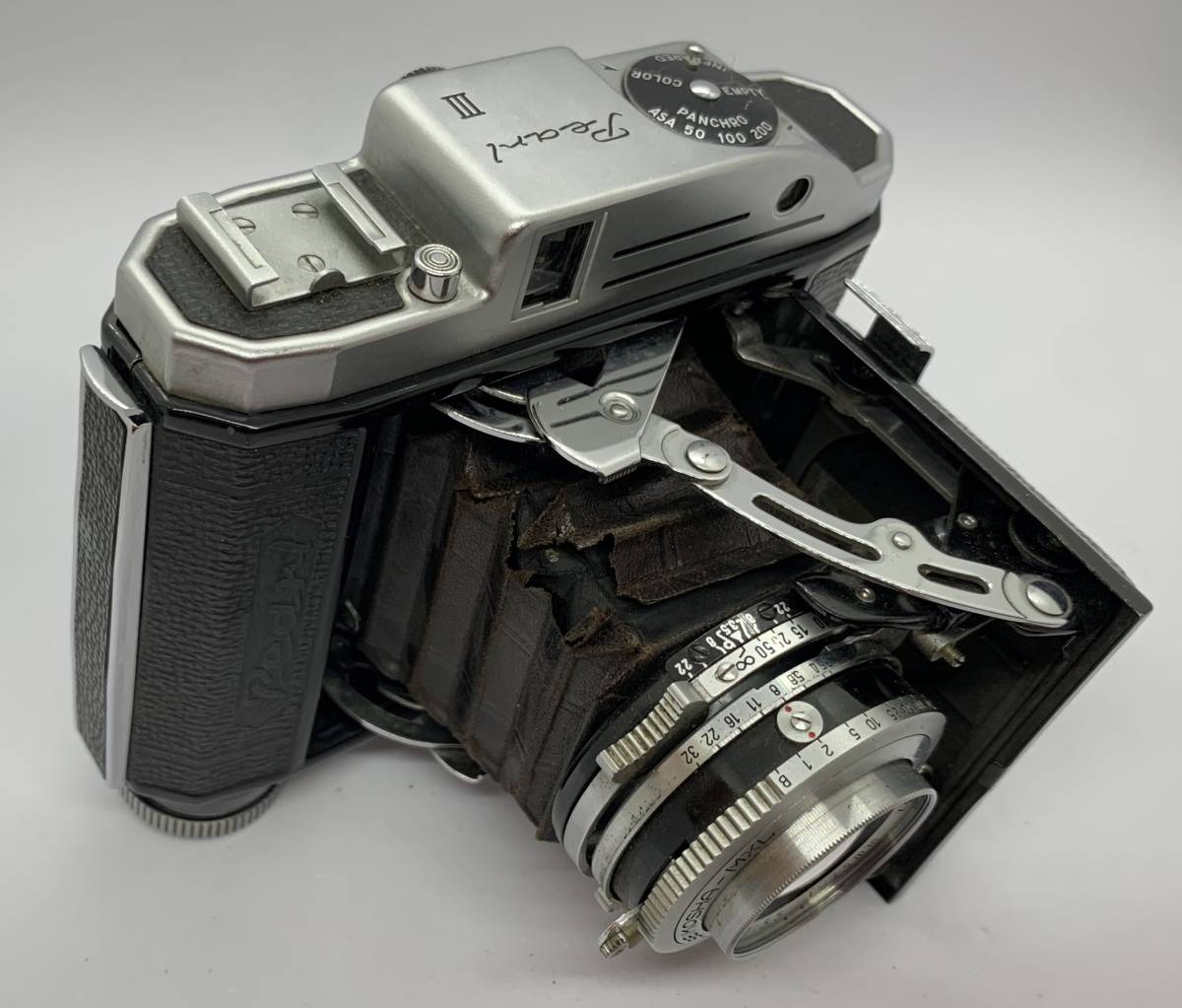 ２台セット! 動作未確認 Konica コニカ Pearl III パール 3 Hexar 75mm F3.5 小西六 スプリングカメラ 120カメラ 蛇腹 1000円スタート!_画像7