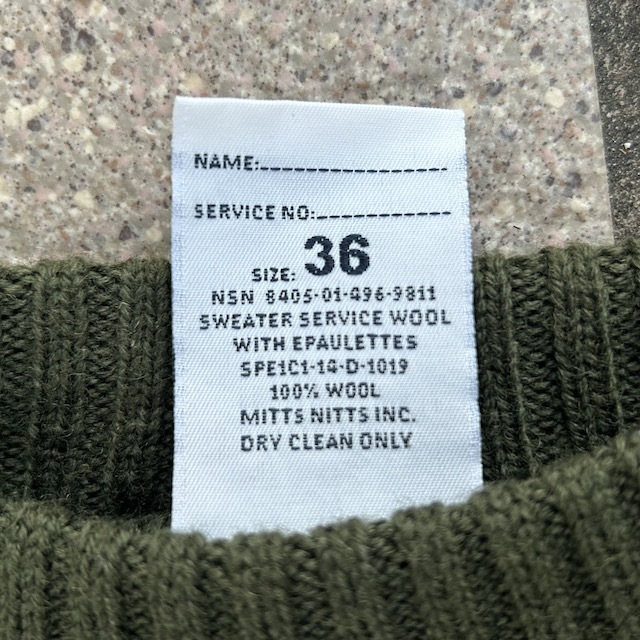 米軍　コマンド セーター　SWEATER SERVICE　３６　タグ付き　ミリタリー_画像3