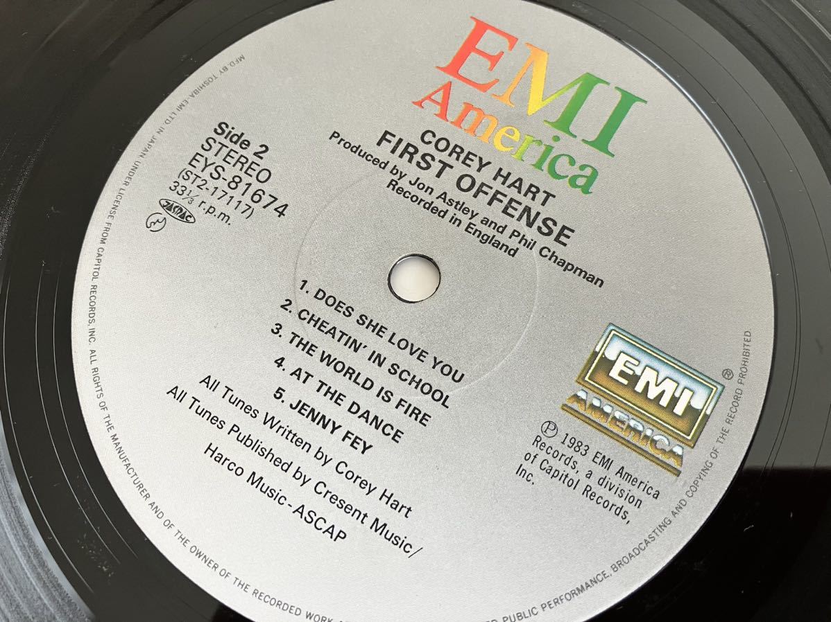 コリー・ハート Corey Hart / First Offense 帯付LP EMI EYS81674 84年1st,Eric Clapton参加,Sunglasses At Night,愛しのジェニーフェイ_画像7