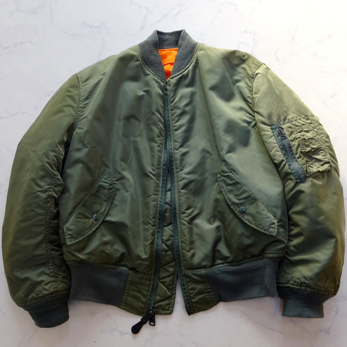 米国製 ALPHA INDUSTRIES Flight Jacket アルファ MA-1 フライトジャケット セージグリーン size L_画像9