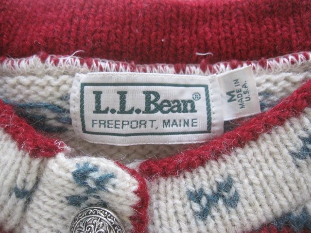 ヴィンテージ90s USA製LLビーン/L.L.Bean ノルディック ニット カーディガン セーター レディースM チロリアン_画像4