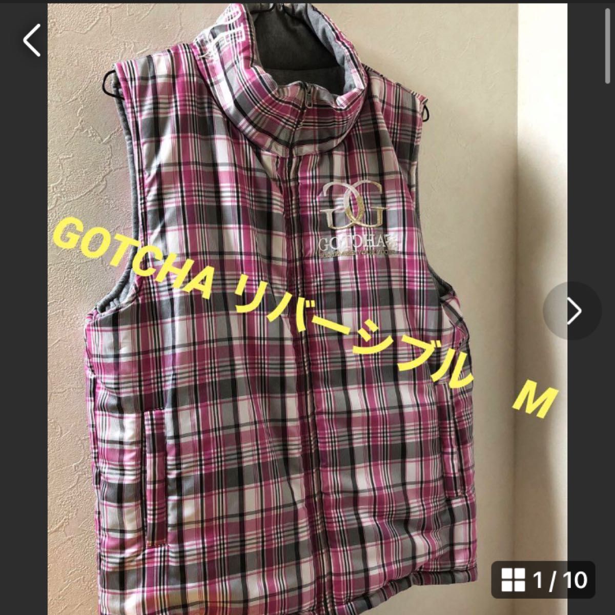 美品　GＯTCHA GOLFリバーシブル中綿ベスト　M