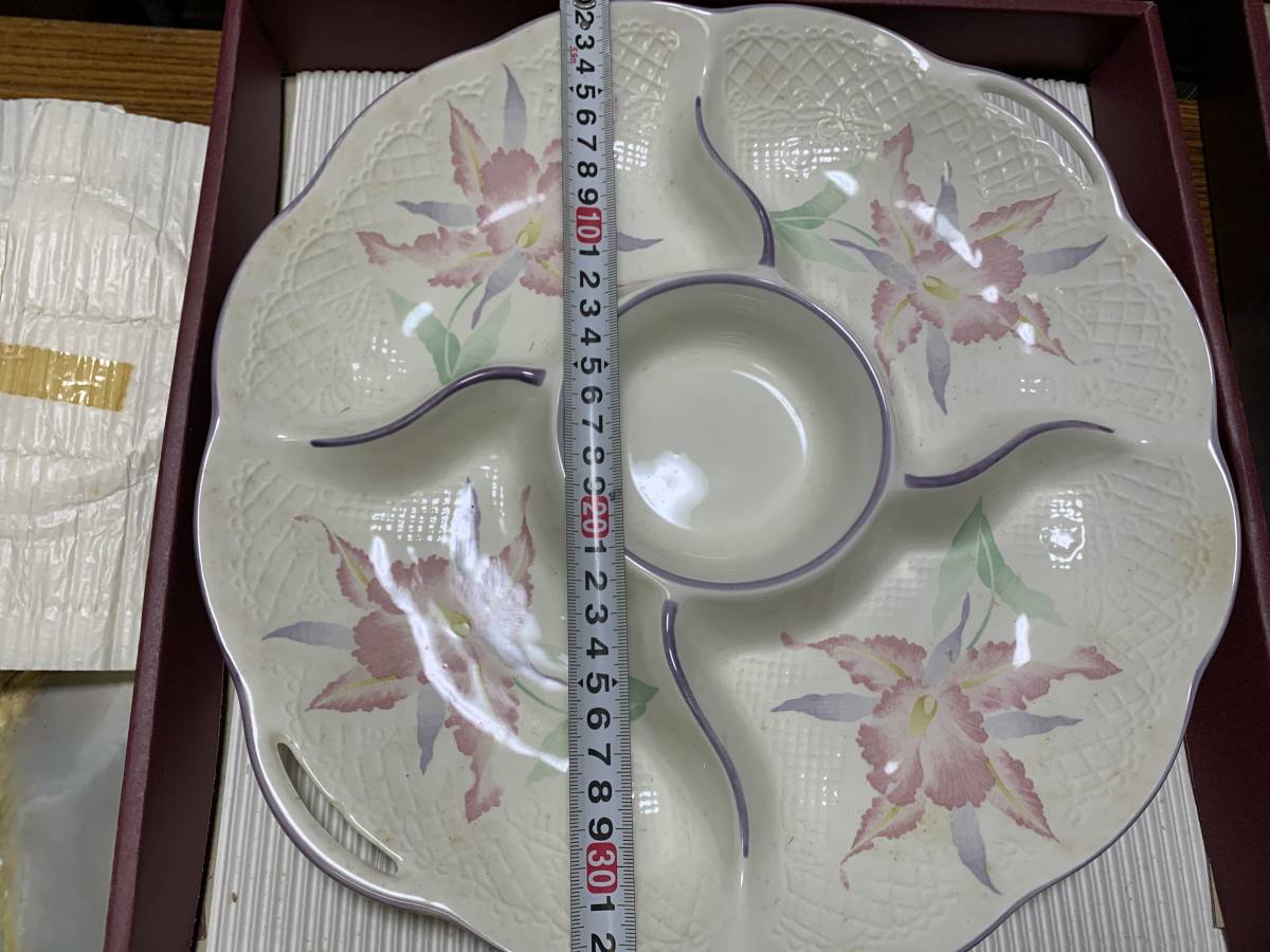 MAEKAWA　30cm超え大皿　未使用品　盛皿　プレート|洋食器　陶磁器　花柄#203yg_画像1