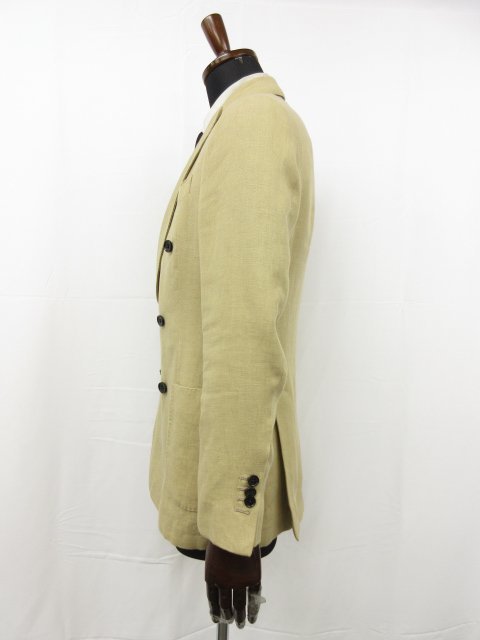 HH beautiful goods [ dollar moa Drumohr]DG93726Tlinen× cotton double 6 button jacket ( men's ) size44 beige group Italy made *17MJ8412*