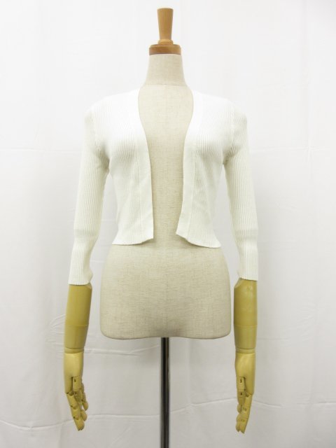  super-beauty goods [PAULE KA paul (pole) ka] Short length ribbed high gauge knitted cardigan ( lady's ) sizeS white series Italy made *29LN5171*