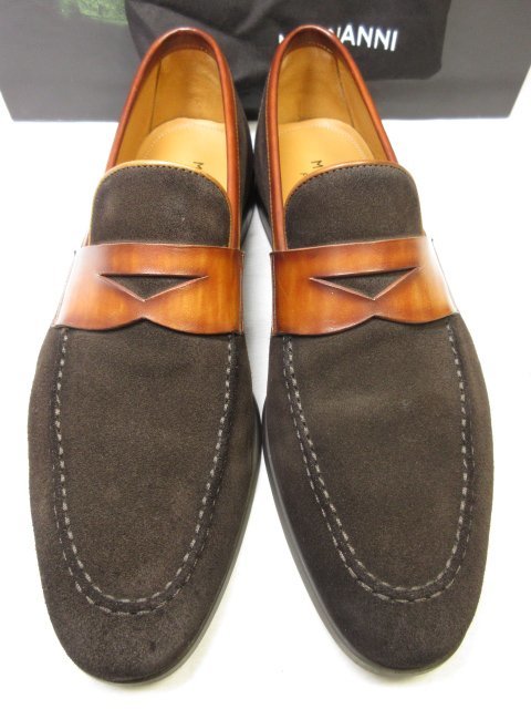 HH не использовался товар [ Magna -niMAGNANNI] FLEX 23802 комбинированный кожа монета Loafer туфли без застежки обувь ( мужской ) 41 светло-коричневый тон bai цвет *18MZA4285