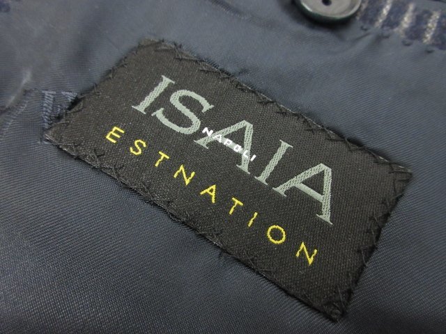 超美品 【イザイア ISAIA】 ESTNATION SIMONE SUPER130's 3ボタン スーツ (メンズ) 50-7R ネイビー系 ストライプ 伊製 ●27RMS7084●_画像9