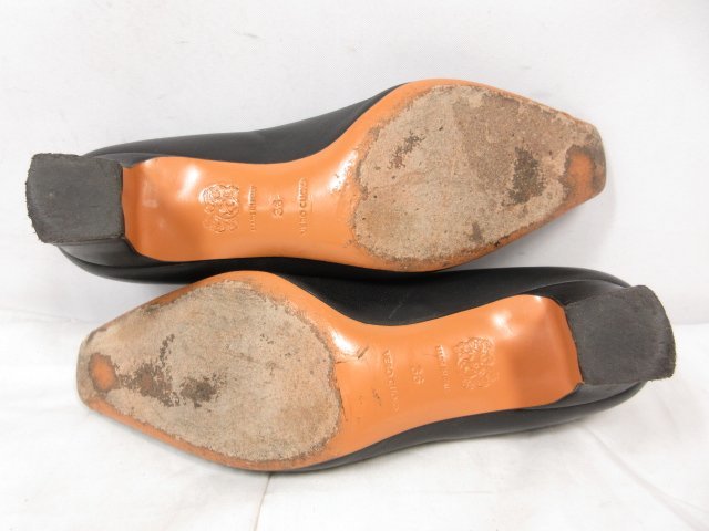 【ブルーノマリ Bruno Magli】スクエアトゥ パンプス ヒール 靴 (レディース) size36 ブラック ●18LZ4264●_画像7