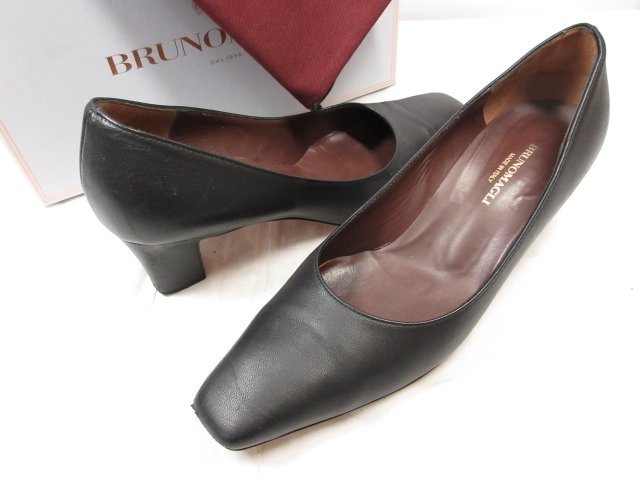 【ブルーノマリ Bruno Magli】スクエアトゥ パンプス ヒール 靴 (レディース) size36 ブラック ●18LZ4264●_画像1