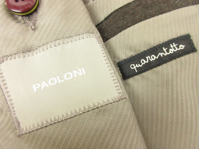 未使用 【パオローニ PAOLONI】2111G507 カシミア混 2ボタン アンコンジャケット (メンズ) size48 ブラウン系 ドット風織柄 ●28MJ8393●_画像8