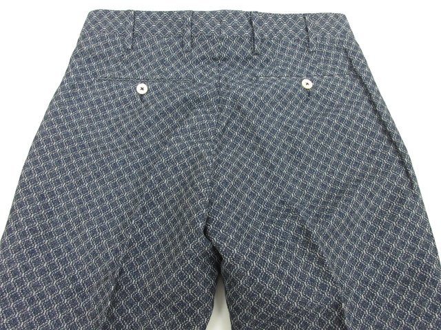 HH 未使用 【ジェルマーノ GERMANO】 コットン×リネン混 スラックス パンツ (メンズ) size46 D6 ネイビー系 織柄 イタリア製 ●28MP9783●_画像6