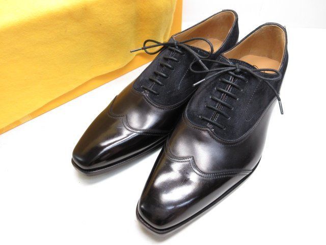 HH unused [ franc chess kobe knee nyoFRANCESCO BENIGNO] G3093-01 combination leather shoes gentleman shoes ( men's ) size6.5 black × navy blue *15BEN092
