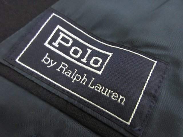 美品 【ポロラルフローレン POLO RALPH LAUREN】 ウール 濃紺 シングル3ボタン スーツ (メンズ) sizeAB6 ネイビー 無地 ●28RMS7118●_画像9