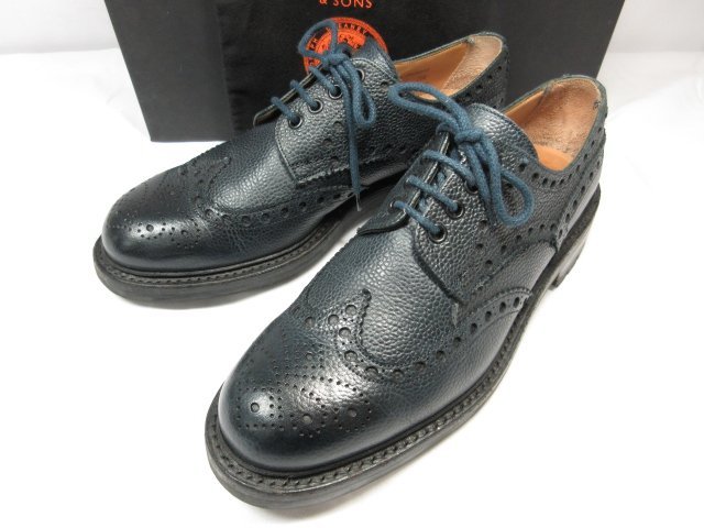 美品 【ジョセフチーニー JOSEPH CHEANEY&SONS】 AVON エイボン シボレザー フルブローグ 靴 (メンズ) size7.5F 紺 ●18MZA4075●