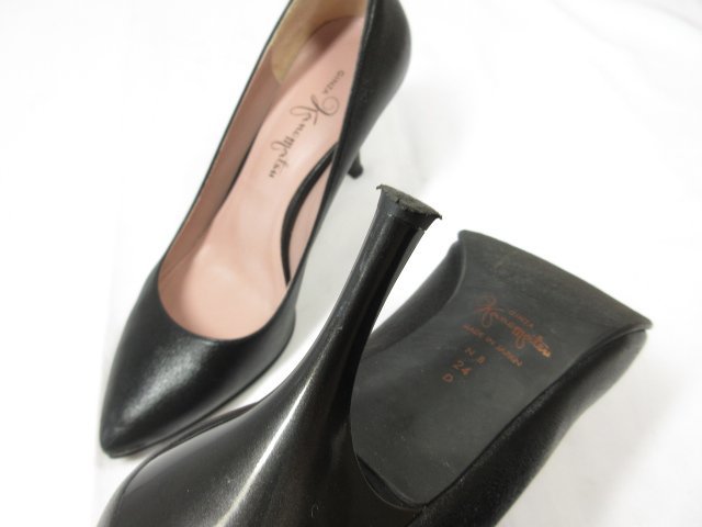 HH super-beauty goods [ Ginza Kanematsu GINZA Kanematsu]po Inte dotu pumps heel shoes ( lady's ) size24D black *18LZ4306*