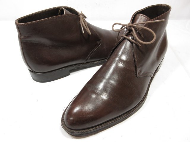 HH 美品【エルメネジルドゼニア Ermenegildo Zegna】 レザー チャッカブーツ 紳士靴 (メンズ) size7.5EEE ダークブラウン系 ●18MZA4199●_画像1