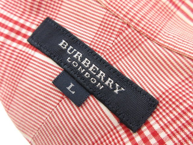 美品 【バーバリーロンドン BURBERRY LONDON】 ホースマーク刺繍 チェック柄 ボタンダウン 長袖シャツ (メンズ) sizeL 赤×白 ●29MK2340●_画像3