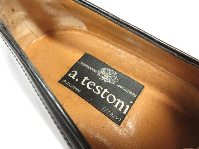 【a.testoni ア テストーニ】 タッセルローファー スリッポン 紳士靴 (メンズ) size8 ブラック ●18MZA4231●_画像5