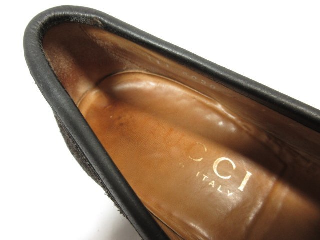 HH 【グッチ GUCCI】 スエードレザー ホースビットローファー スリッポン 靴 (メンズ) size41E ダークブラウン系 ●18MZA4224●_画像7