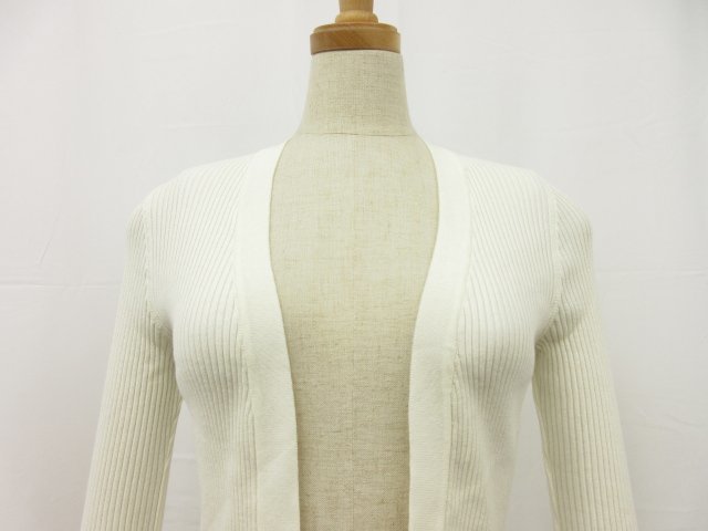  super-beauty goods [PAULE KA paul (pole) ka] Short length ribbed high gauge knitted cardigan ( lady's ) sizeS white series Italy made *29LN5171*