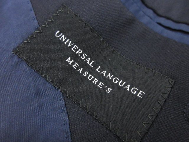 HH 【ユニバーサルランゲージ UNIVERSAL LANGUAGE】 ウール 濃紺 シングル2ボタン オーダースーツ(メンズ) size50 ネイビー無地●28RMS7308_画像9